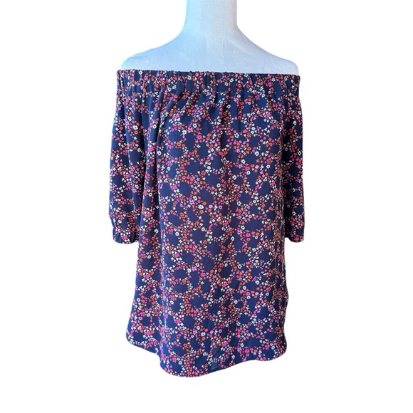 Michael Kors Navy Floral Off Shoulder Blouse Top Size S - Picture 2 of 6